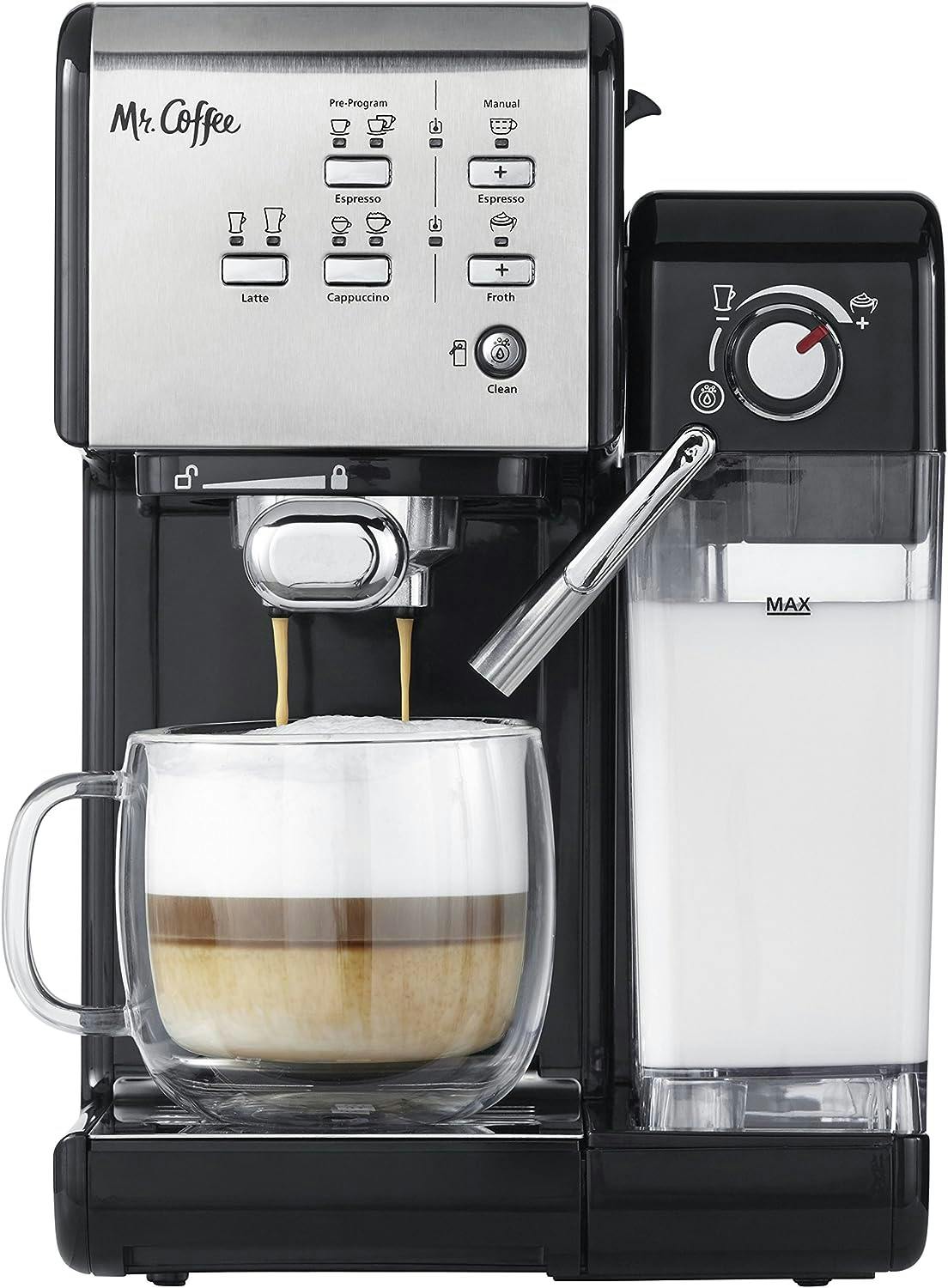 Stainless Steel 19-Bar Espresso and Cappuccino Freestanding Coffee Machine
