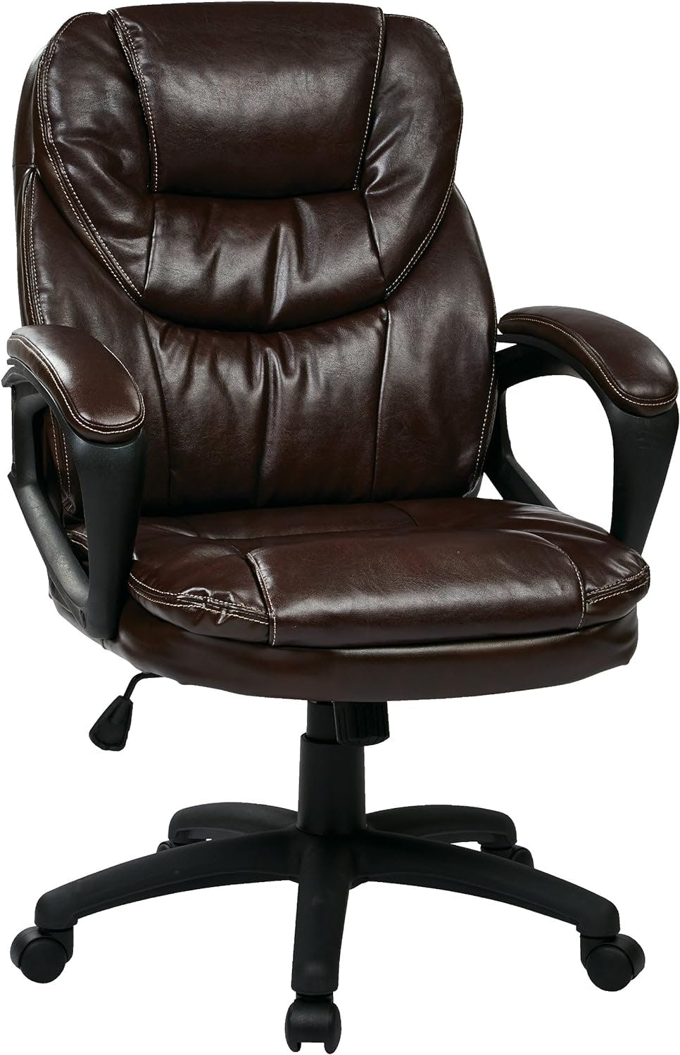 Executive High-Back Swivel Black Leather Office Chair with Lumbar Support