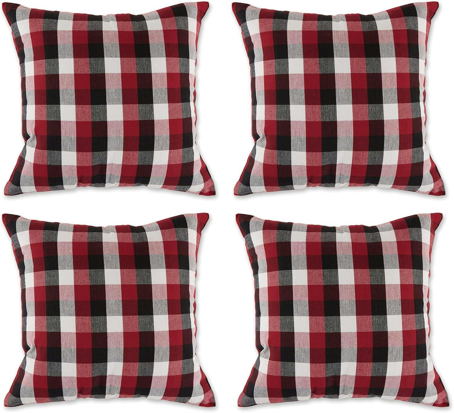 Cardinal Red Tri-Color Cotton Pillow Cover 18x18 Set of 4