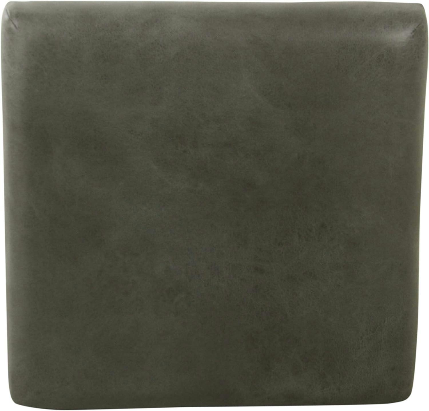 Modern Industrial Gray Faux Leather Ottoman with Sleek Metal Base