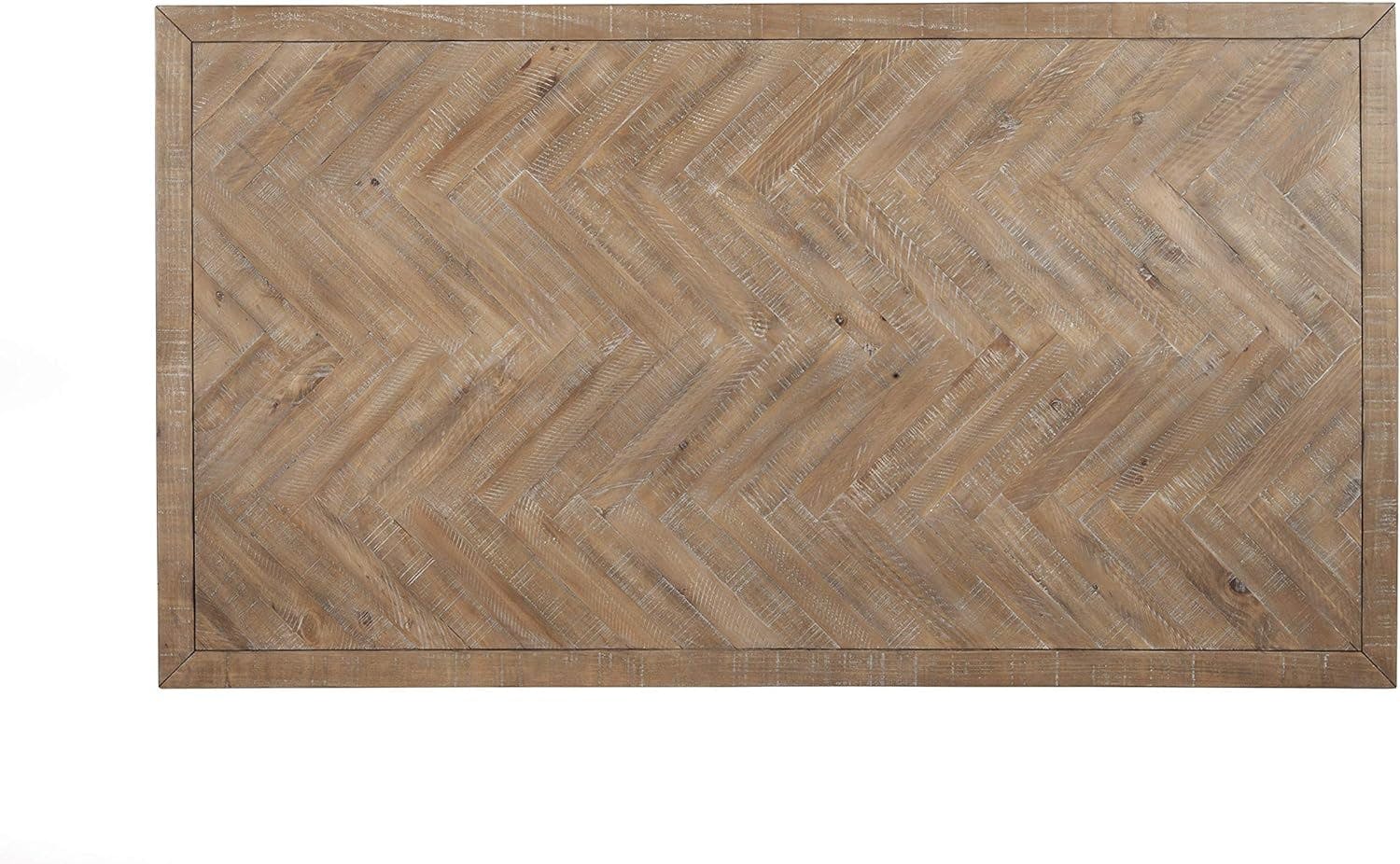 Reclaimed Pine Chevron 74" Rustic Dining Table in Weathered Natural