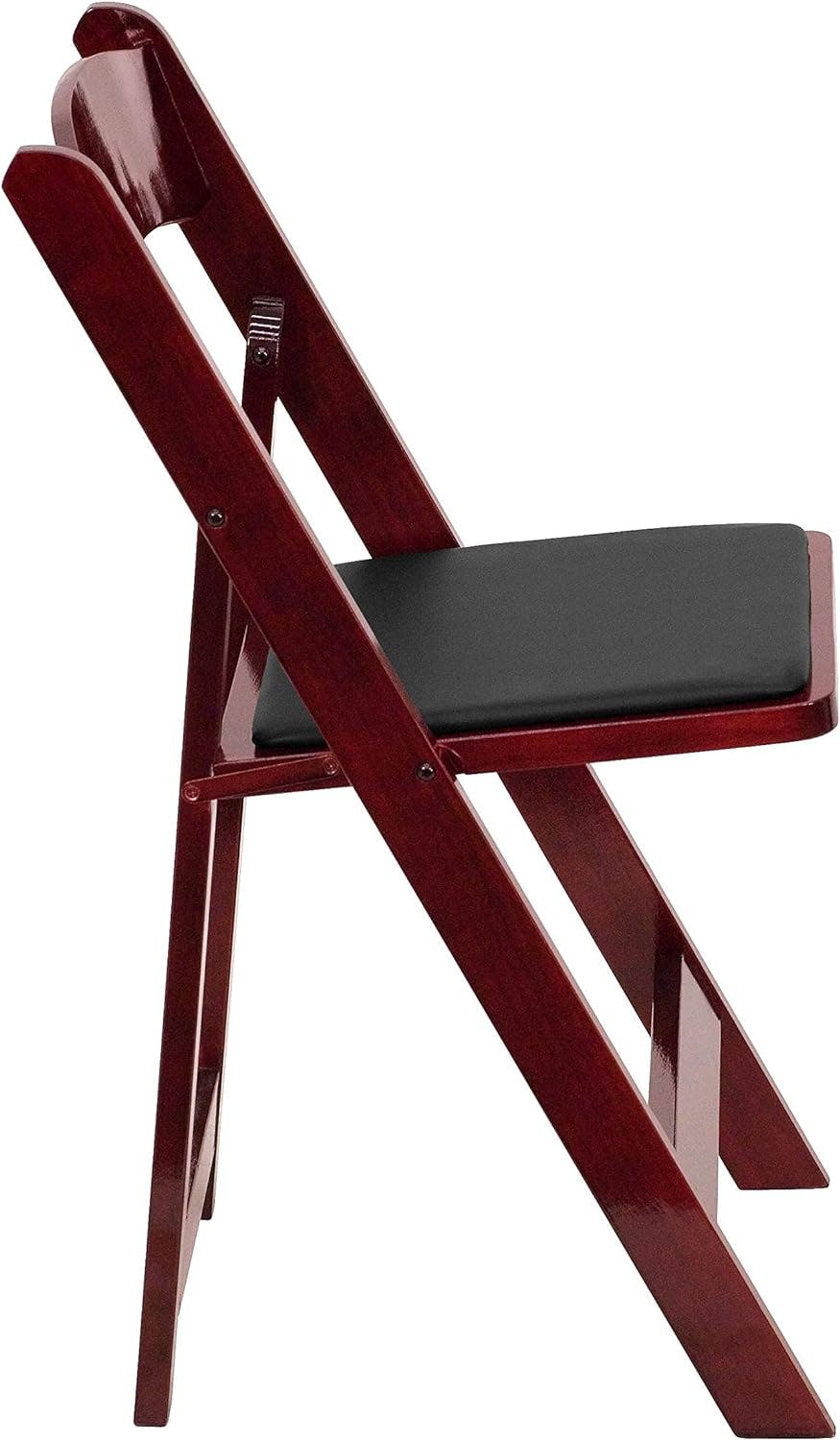 Elegant Mahogany Wood Folding Chair with Vinyl Padded Seat