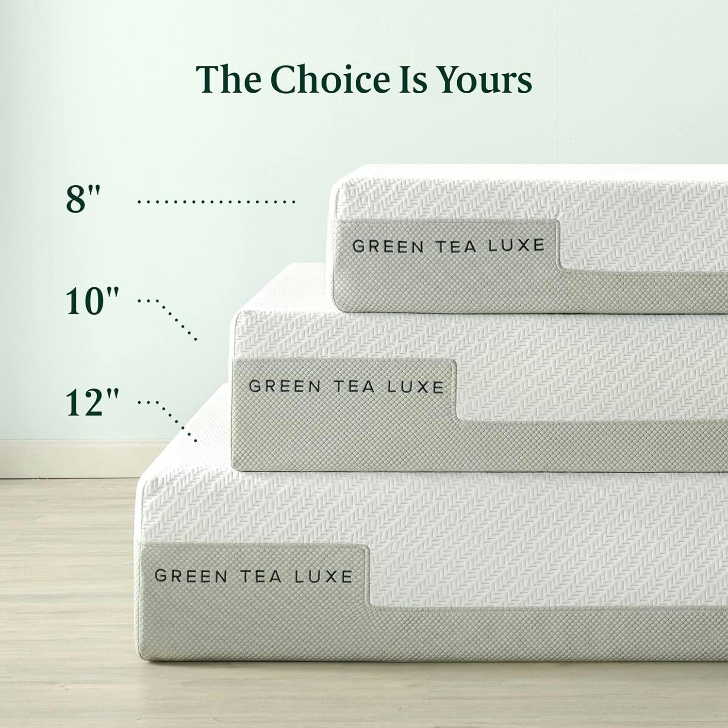 Green Tea Luxe 12" Queen Memory Foam Mattress with 7-Zone Ventilation