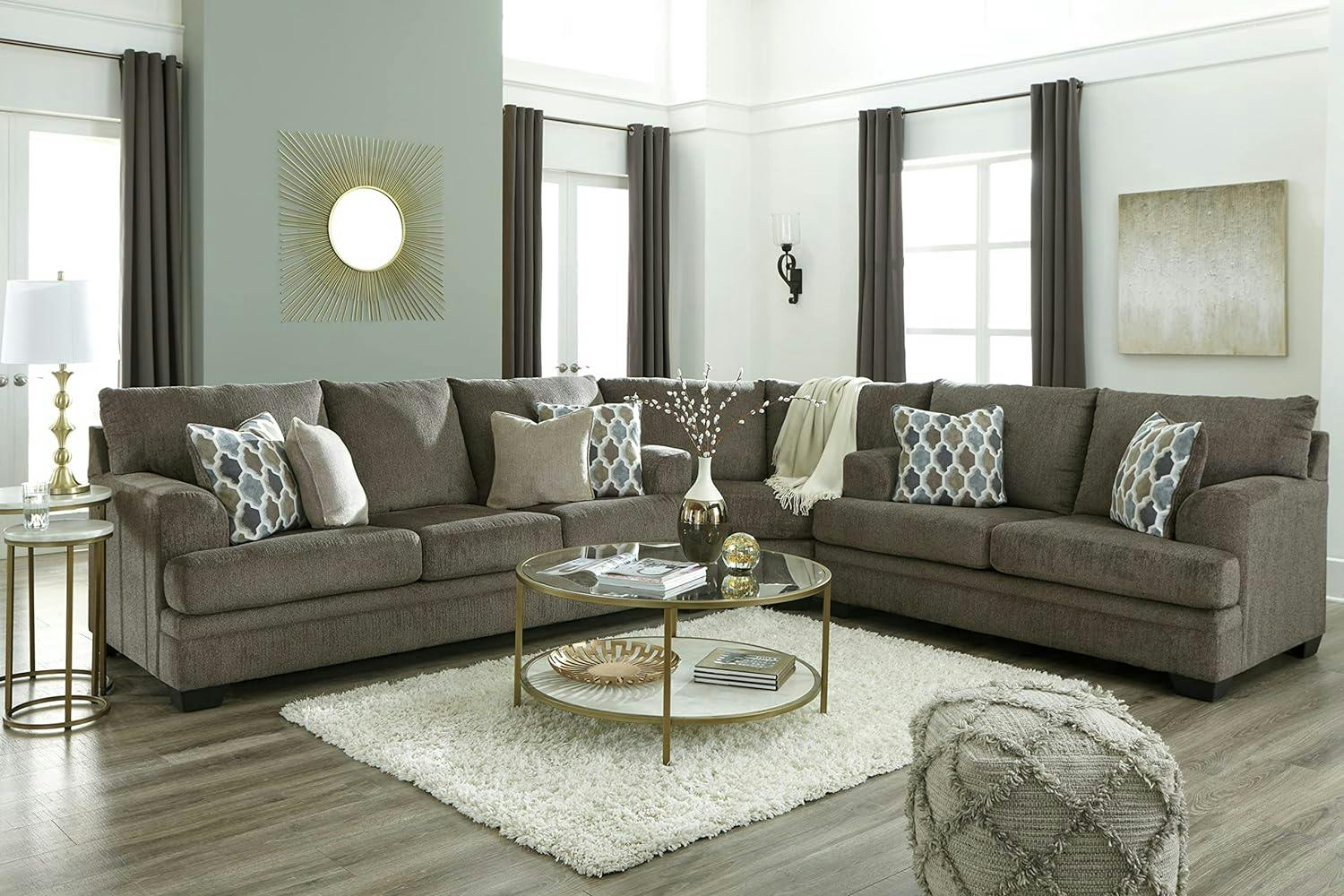 Contemporary 92'' Gray Fabric Queen Sofa with Removable Cushions