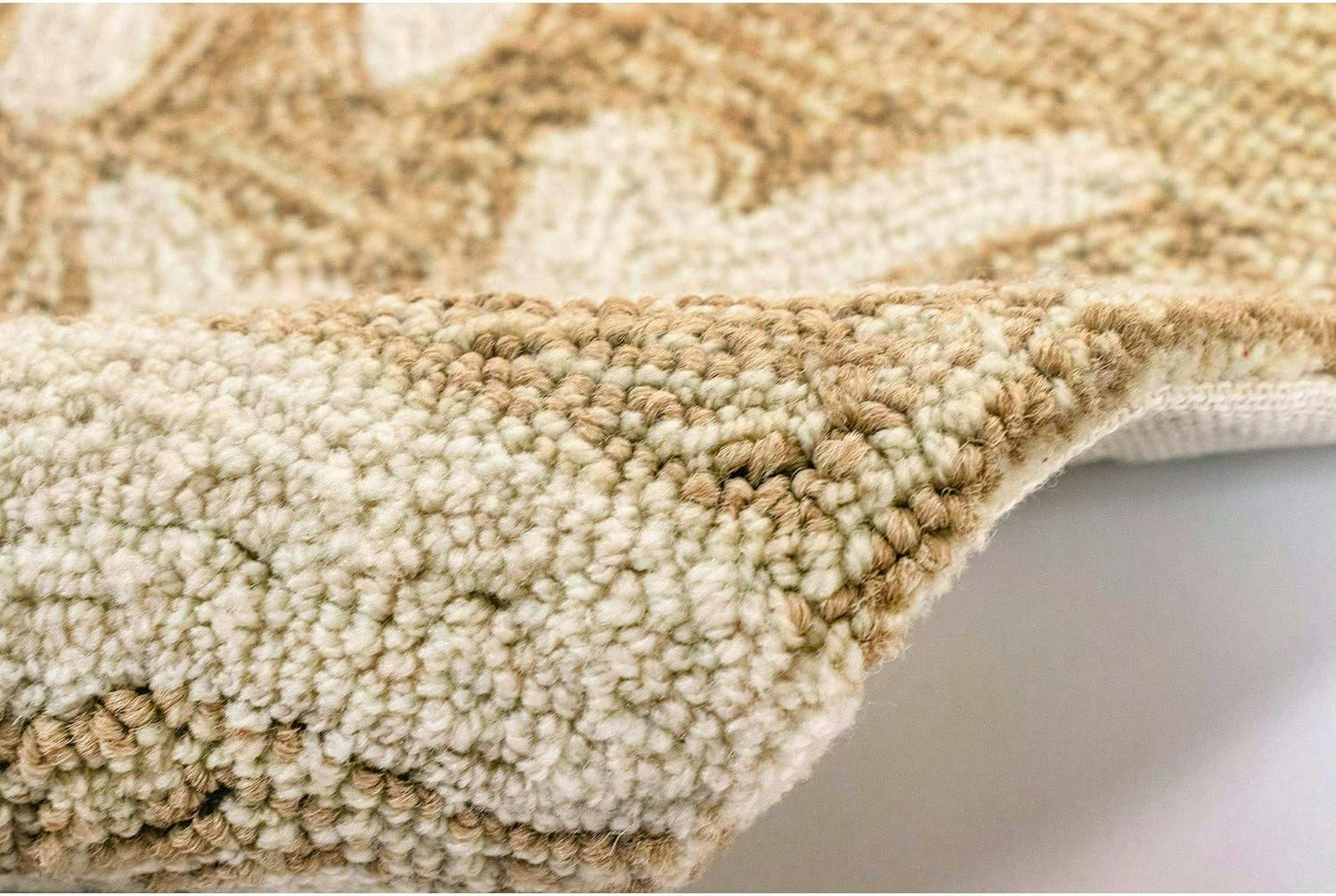 Coral Reef Motif Hand-Tufted Wool Blend Indoor/Outdoor Rug 24"x36"