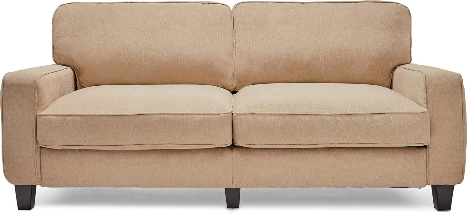 Compact Beige Microfiber Sleeper Sofa with Removable Cushions