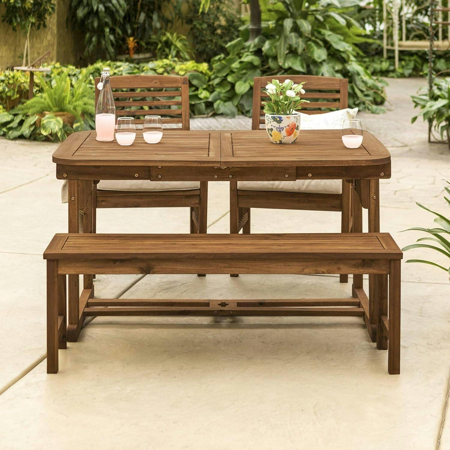 Maui Modern 4-Piece Dark Brown Acacia Wood Outdoor Dining Set