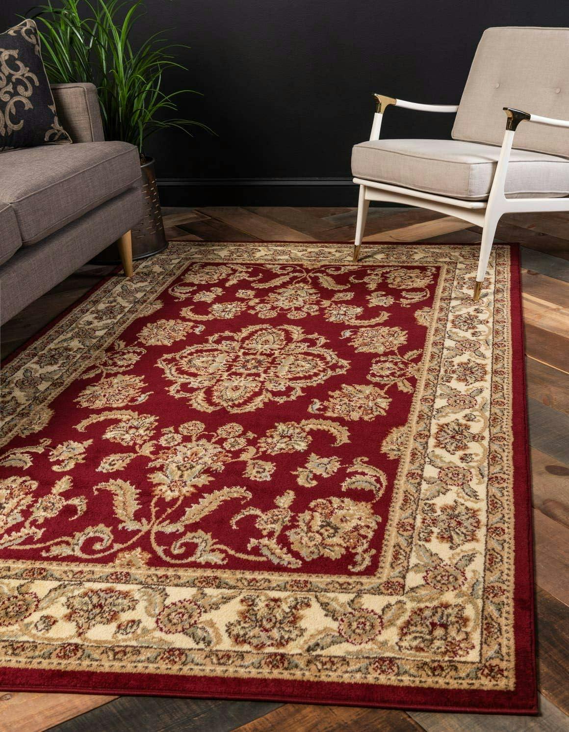 Elegant Voyage 9' x 12' Red Rectangular Easy-Care Synthetic Rug