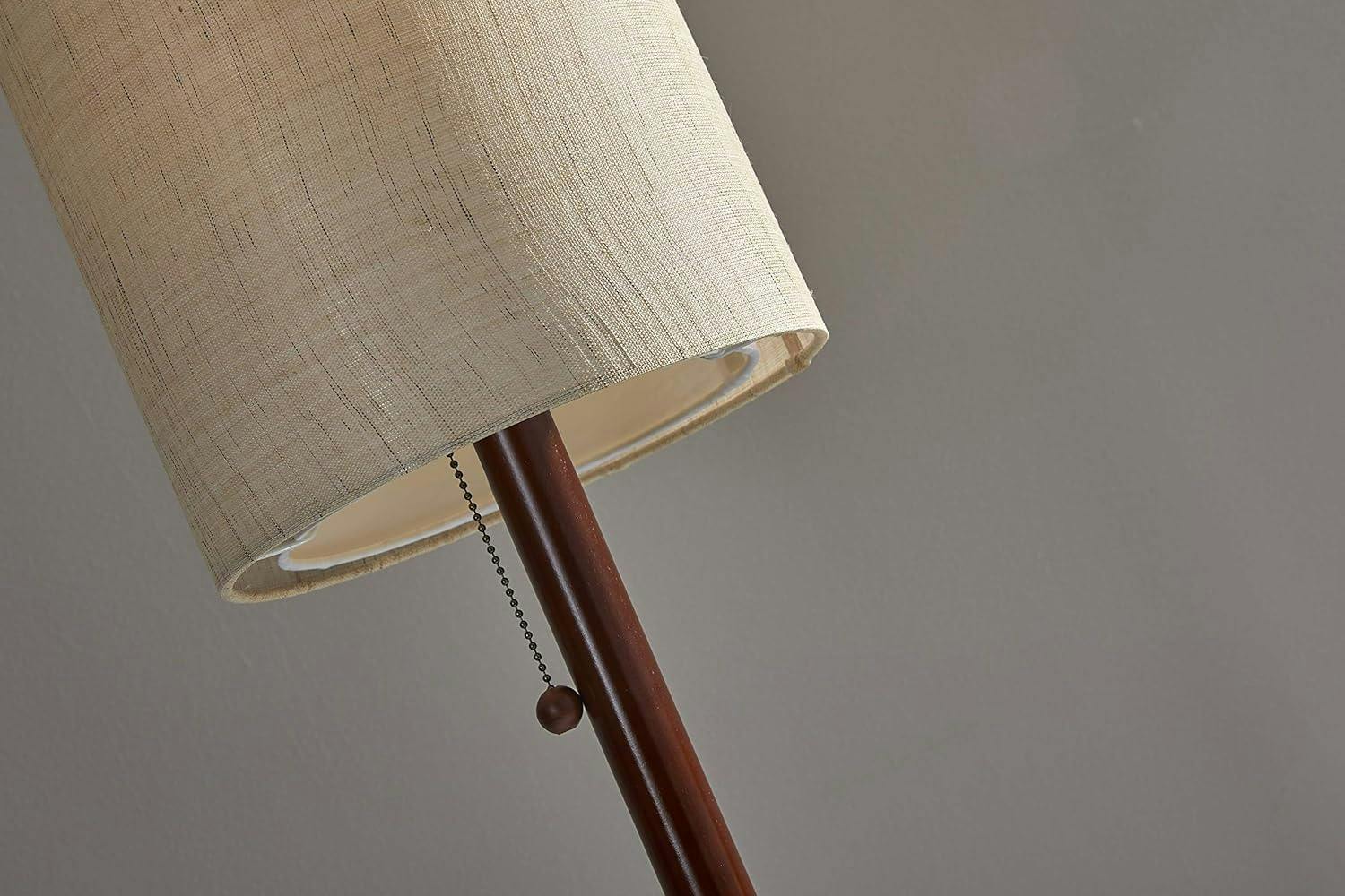 Hamptons Inspired Walnut Floor Lamp with Double Cylinder Shade