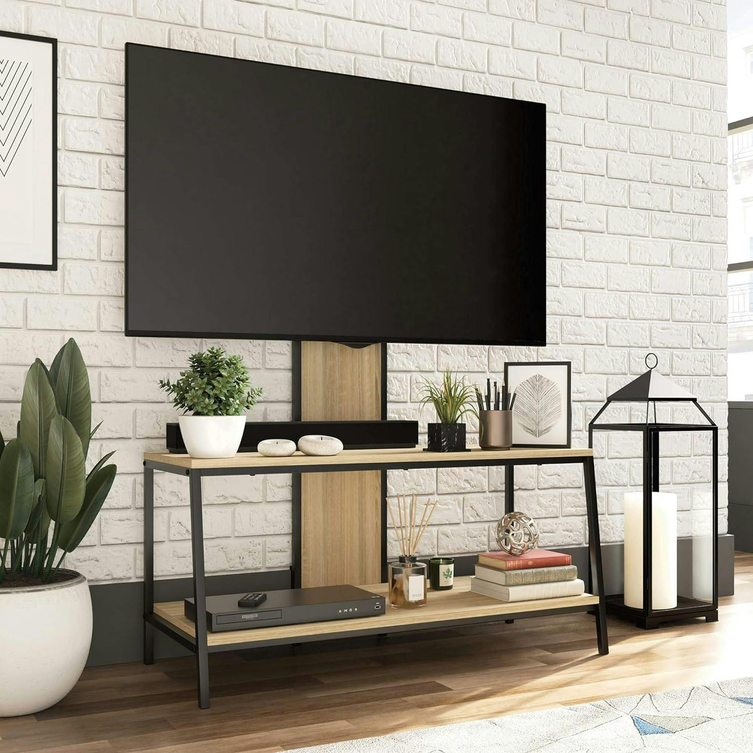 Austin Industrial-Black Metal and Wood TV Mount Media Console