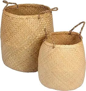 Sadia 2-Piece Natural Seagrass Woven Basket Set