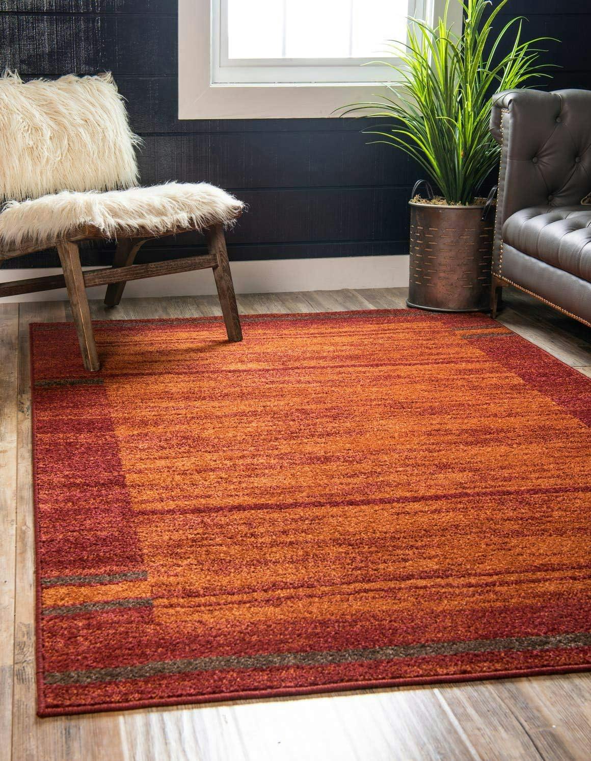 Terracotta Abstract 9' x 12' Easy-Care Synthetic Area Rug