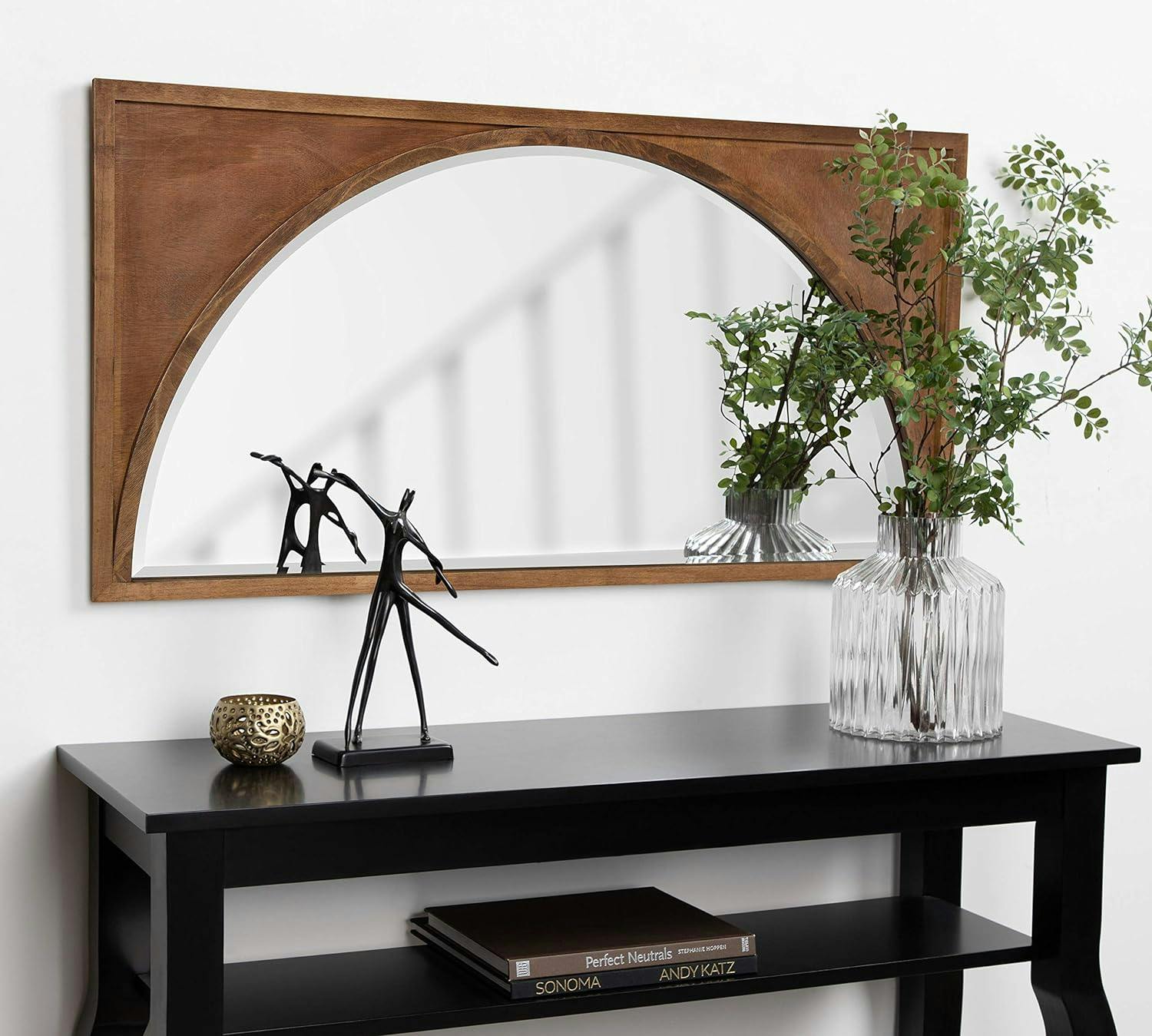 Andover Light Brown Solid Wood Full-Length Arch Mirror