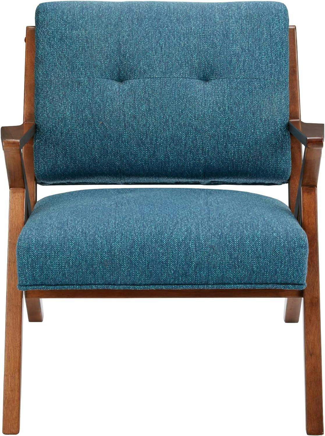 Mid-Century Modern Rocket Lounge Chair in Blue and Pecan
