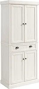 Armelle White Wood Convertible Kitchen Pantry Cabinet