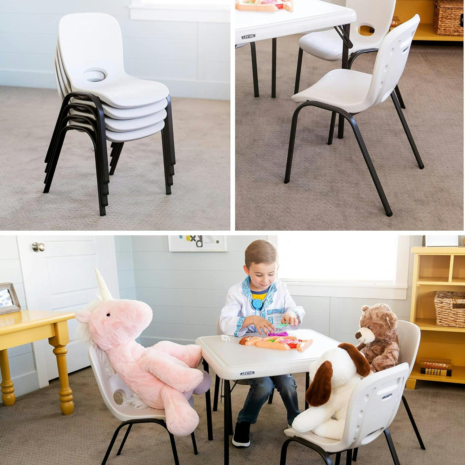 Almond Polyethylene Stackable School Chair for Kids