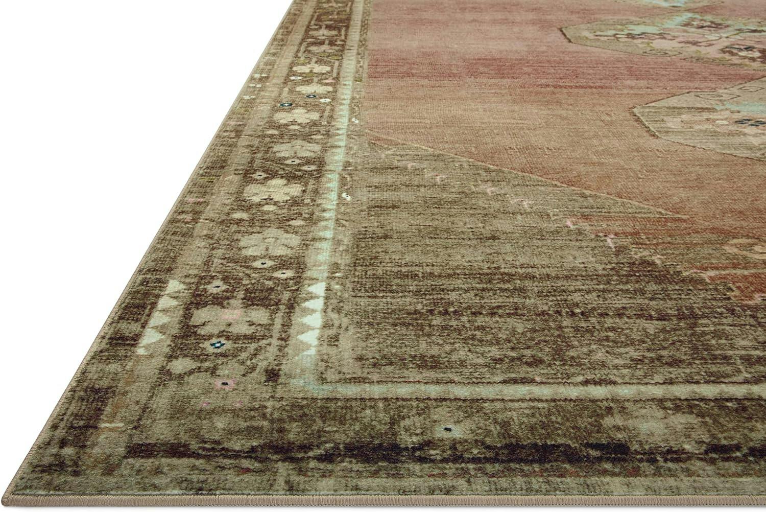 Sinclair Washable Brown & Yellow Synthetic Area Rug, 7'6" x 9'6"