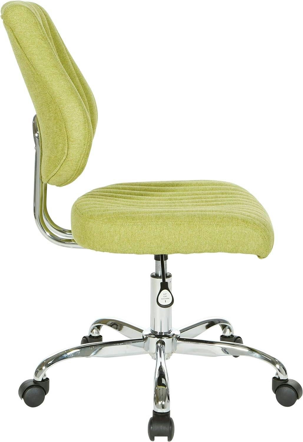 Basil Green Fabric Ergonomic Swivel Office Chair with Chrome Base