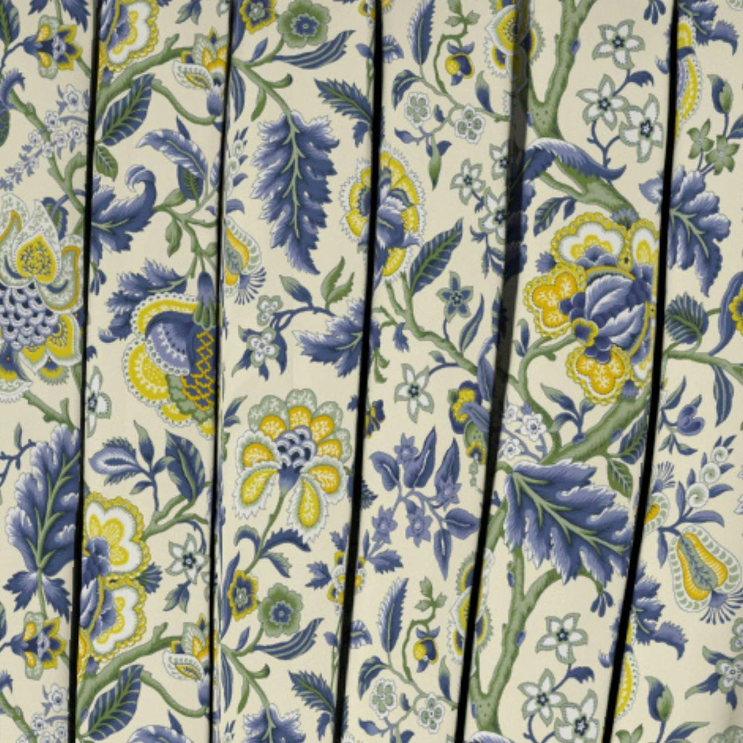Imperial Elegance Porcelain Floral Jacobean Cotton Curtain Panel 52"W x 95"L