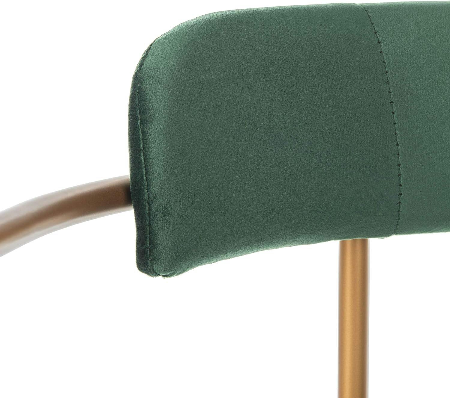 Malachite Green Velvet & Gold Metal Upholstered Side Chair