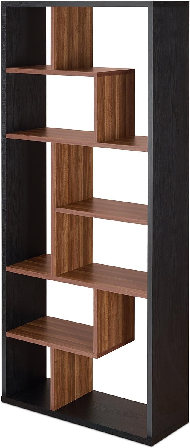 Acme Mileta II Modern Black and Walnut Cube Bookcase