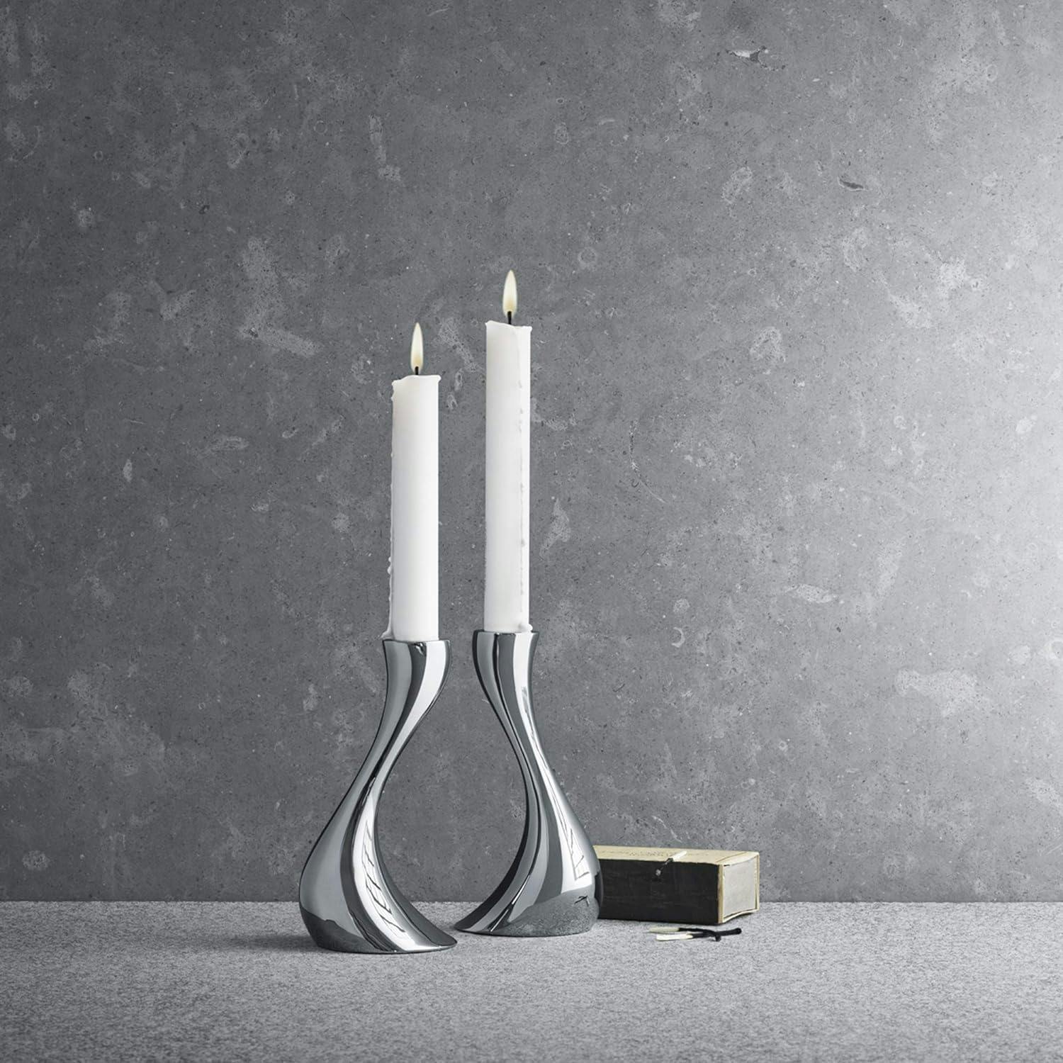 Cobra Curved Stainless Steel Dramatic Candlestick