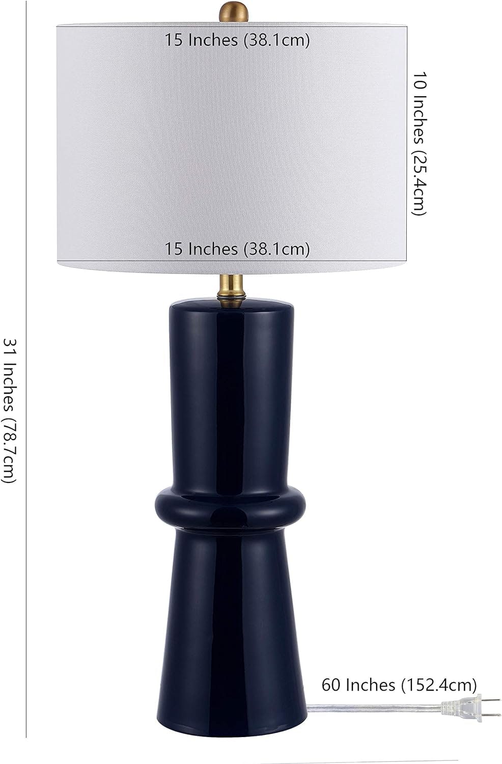 Eleanor Navy Blue Ceramic Table Lamp Set, 24" Height