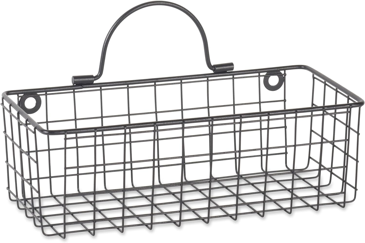 Vintage Black Small Rectangular Wire Wall Baskets, Set of 2