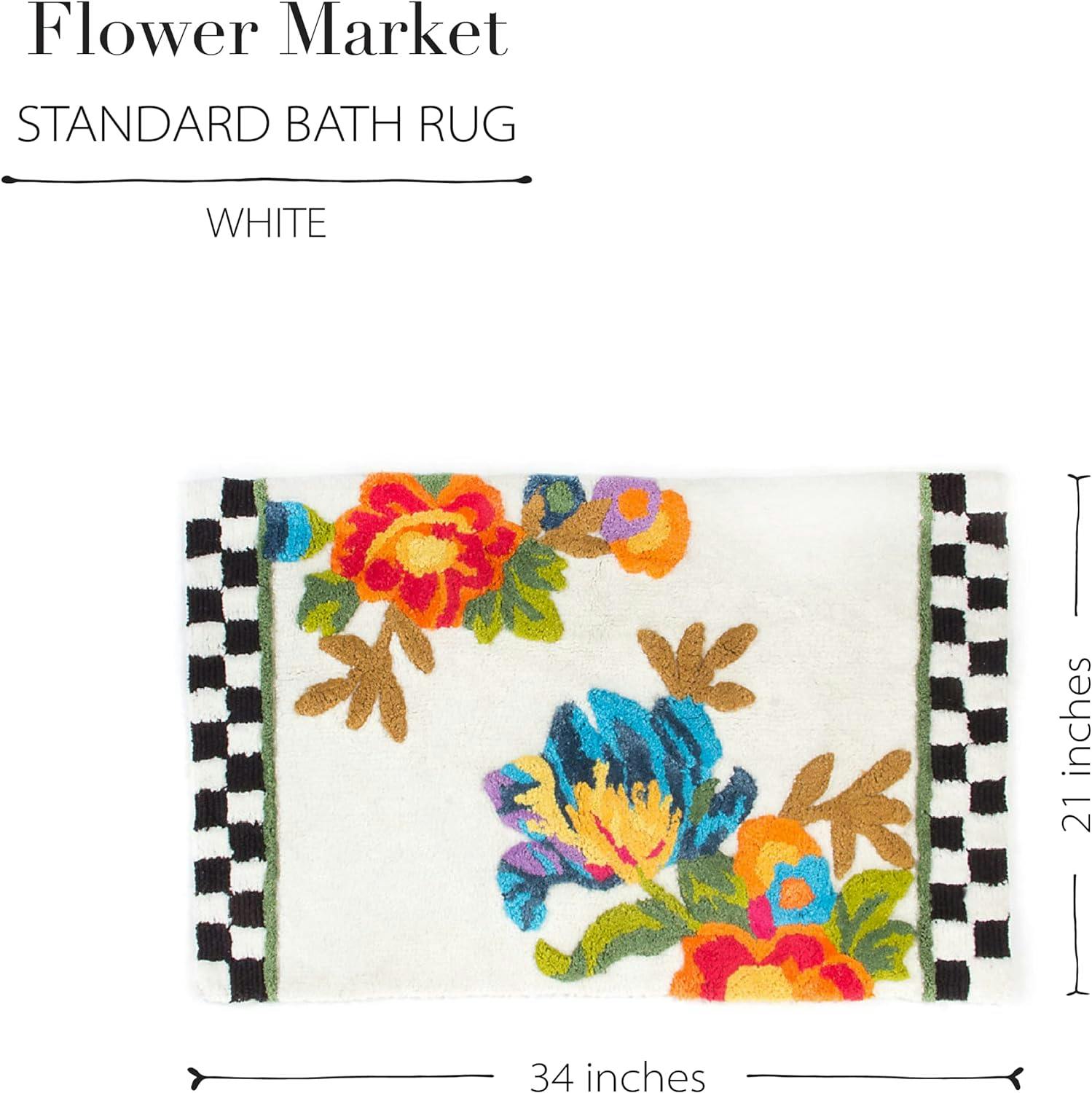 Floral Whisper Modern Cotton Bath Mat 34"L x 21"W - White