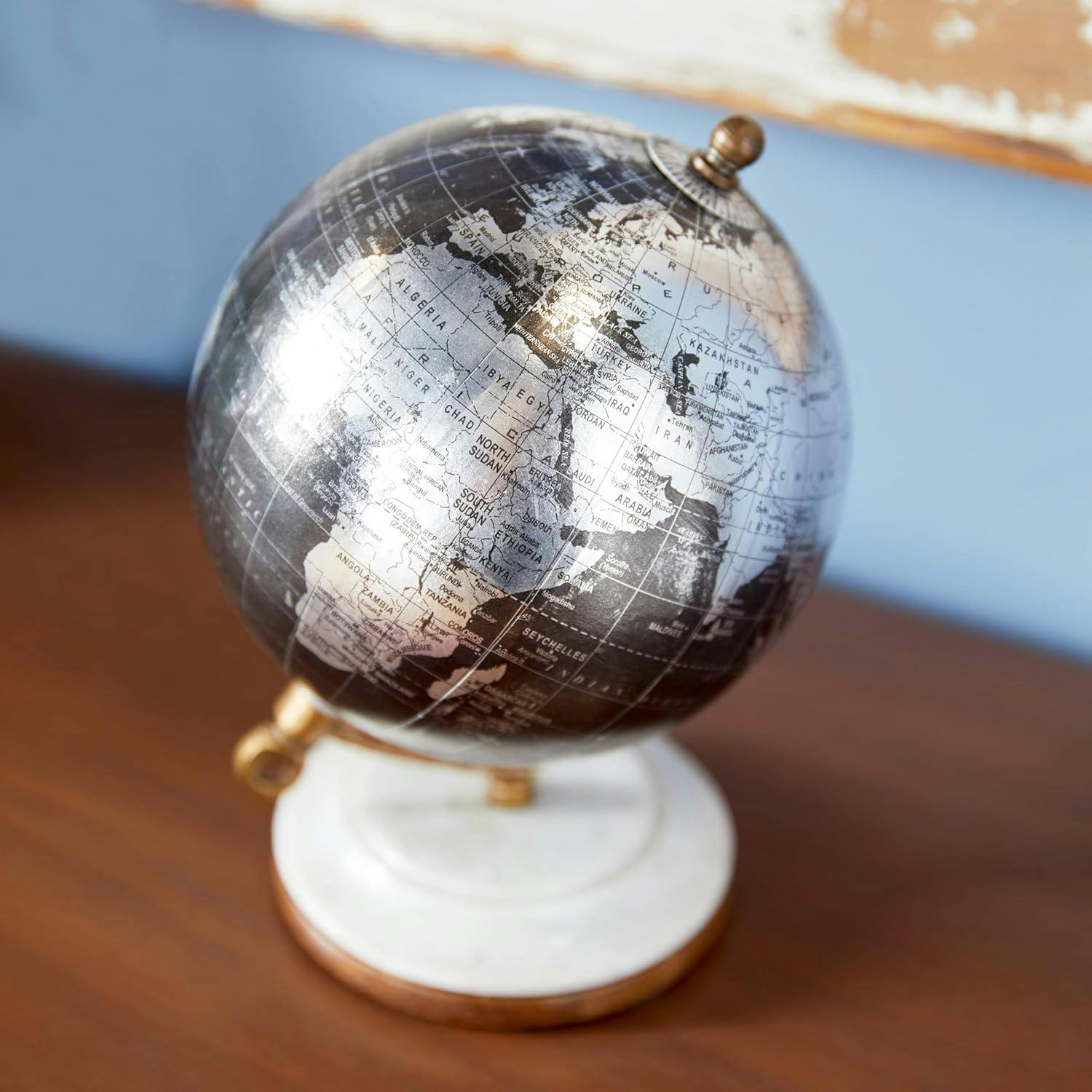 Globetrotter's Dream: Black 5" Modern Marble Base Globe