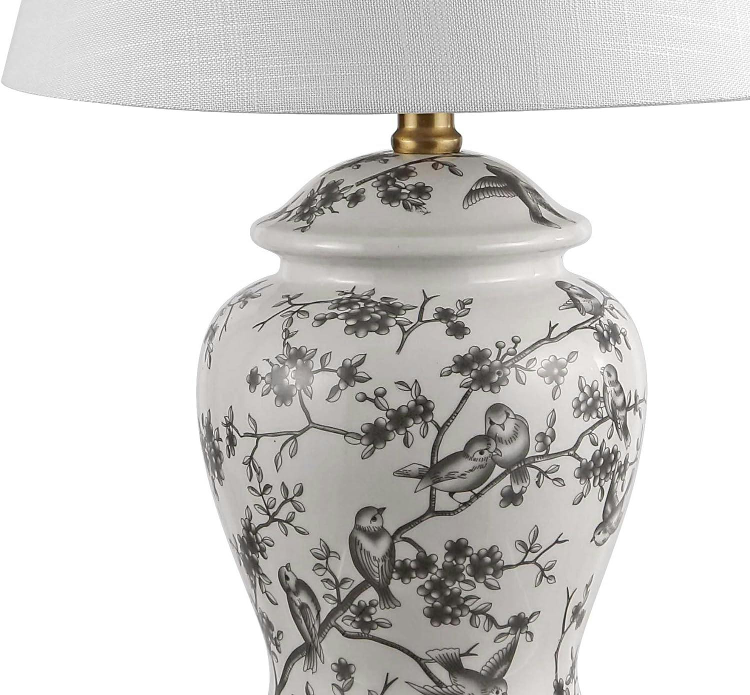 Penelope 22" Classic Chinoiserie LED Table Lamp in Gray and White