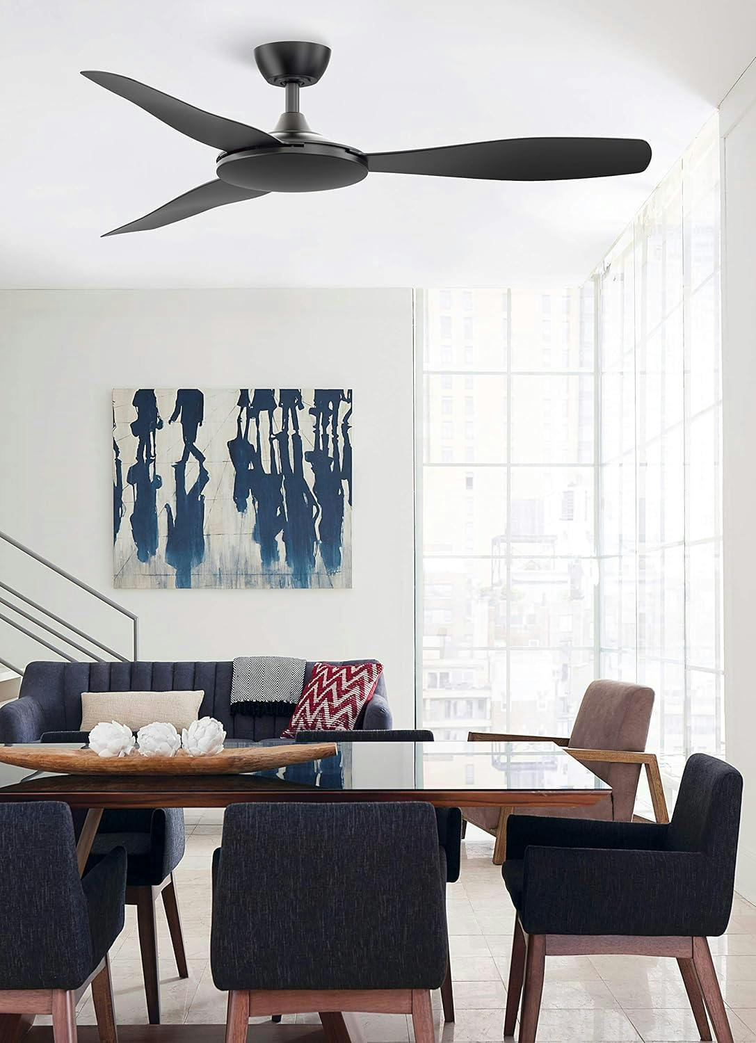 GlideAire 52" Smart Black Composite Blade Ceiling Fan with Remote