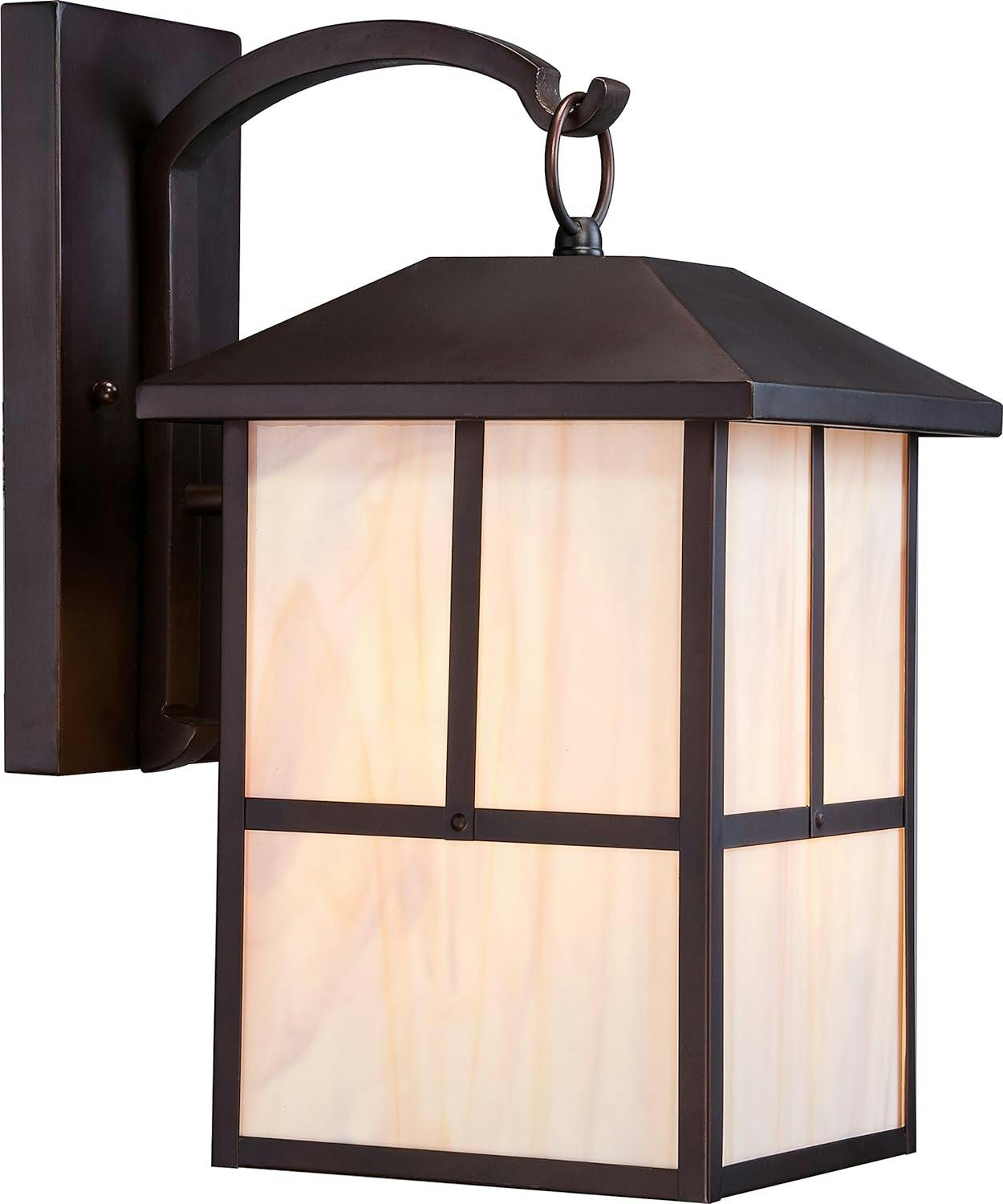 Claret Bronze 10" Outdoor Wall Lantern with Honey Stained Glass