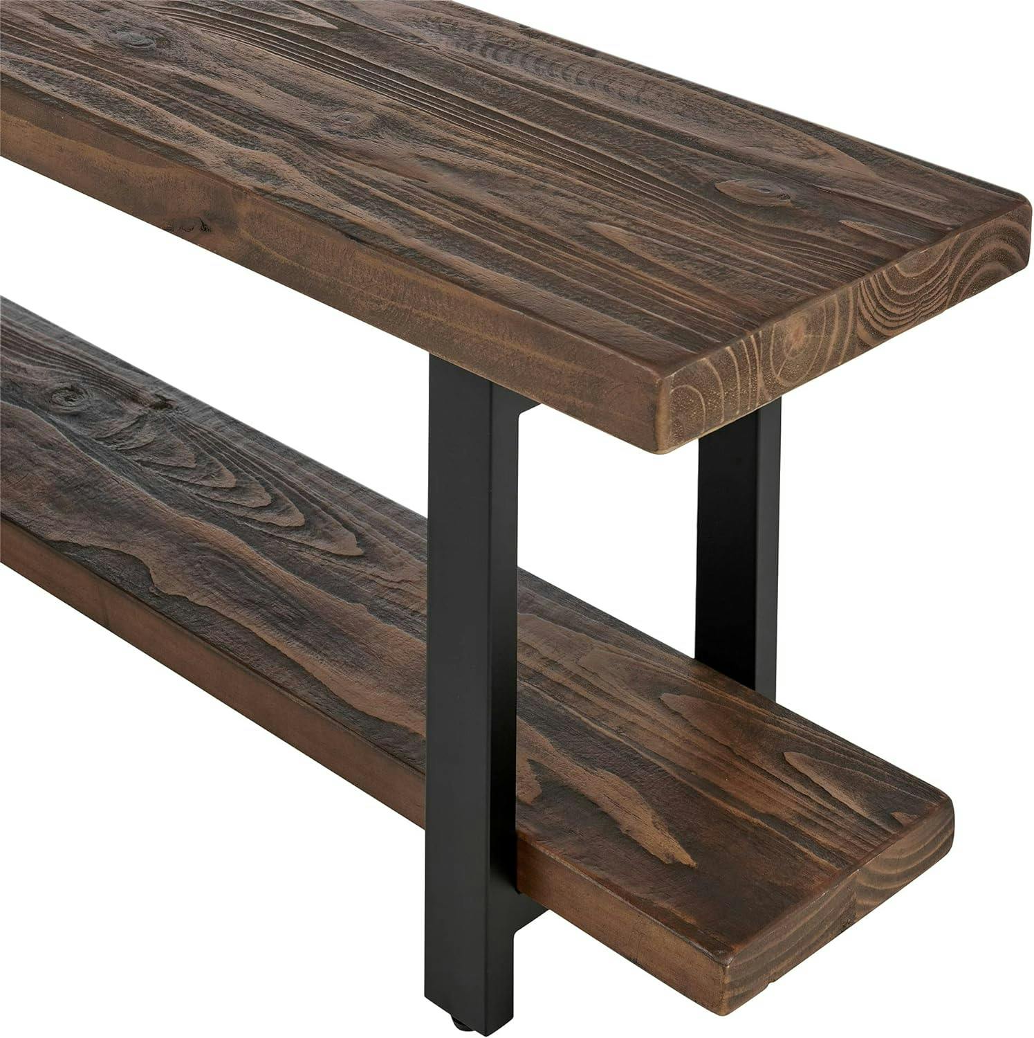 Pomona Rustic Industrial Solid Pine and Metal Bench with Storage