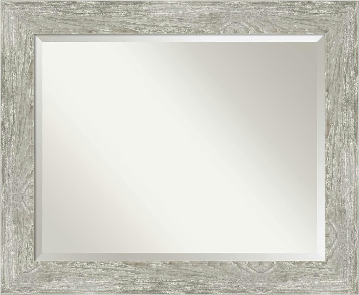 Dove Greywash Rectangular Wood Bathroom Vanity Mirror