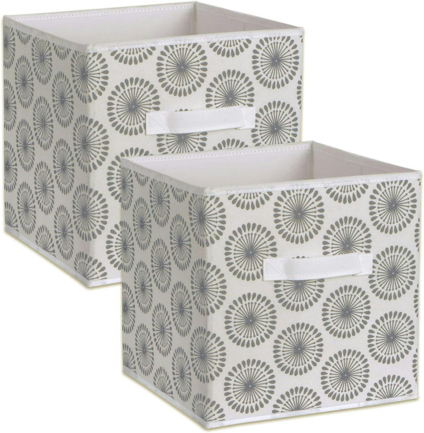 Foldable Gray Fabric Cube Storage Bin for Kids - Set of 2