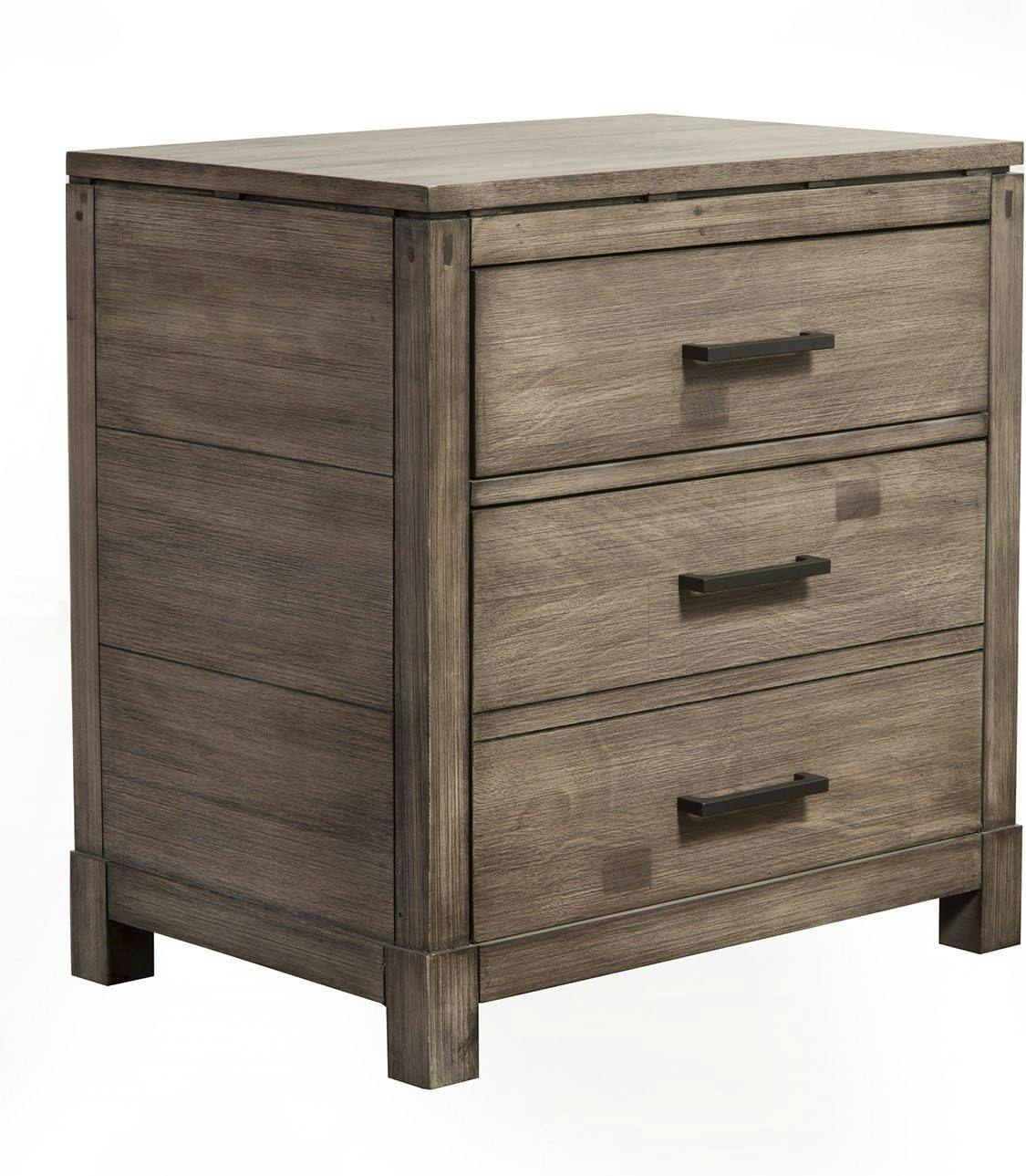Sydney Transitional 2-Drawer Nightstand in Gray/Brown Mahogany