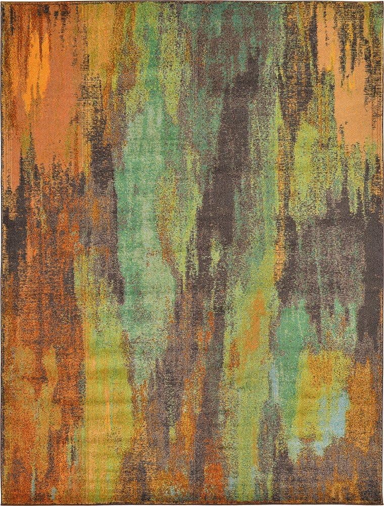 Vibrant Abstract Multi-Color 9' x 12' Synthetic Area Rug