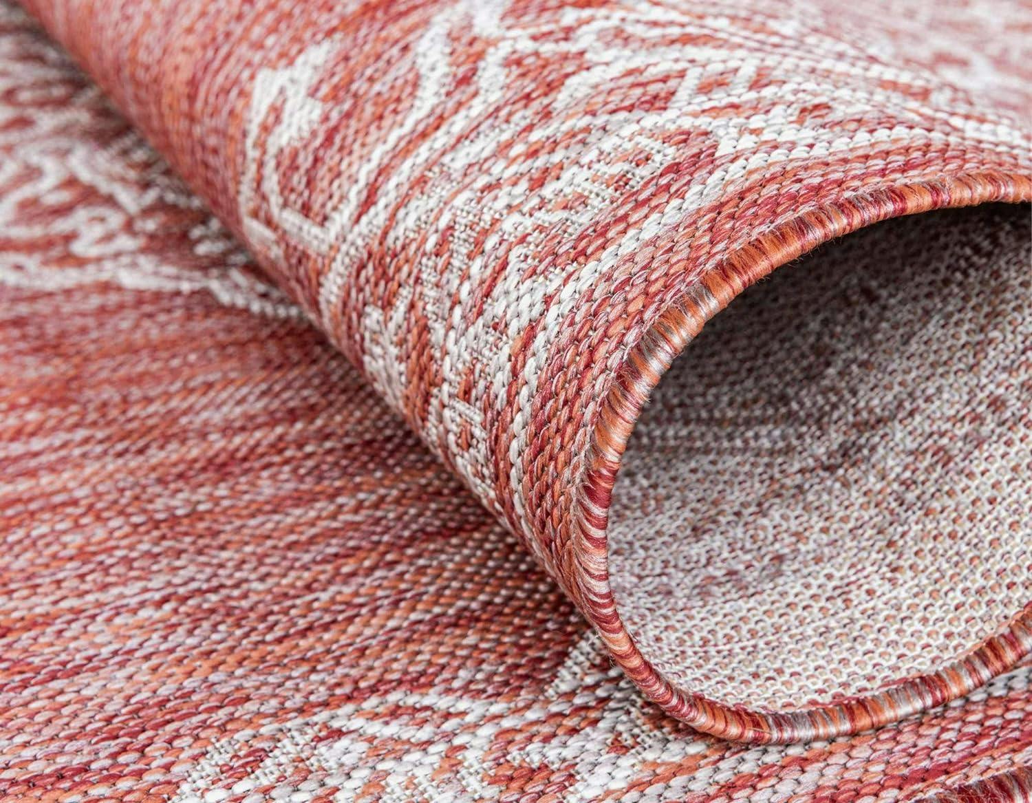 Rustic Rust Red 9' x 12' Synthetic Outdoor Area Rug