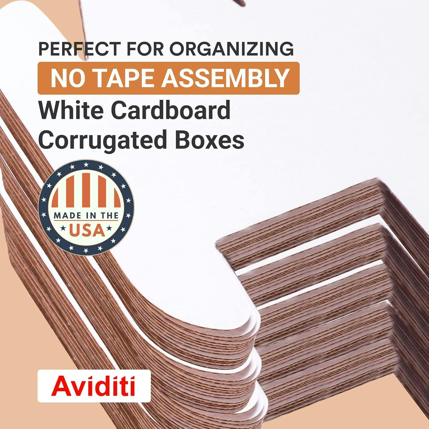 Oyster White Durable Open-Top Corrugated Storage Bin 4"x12"