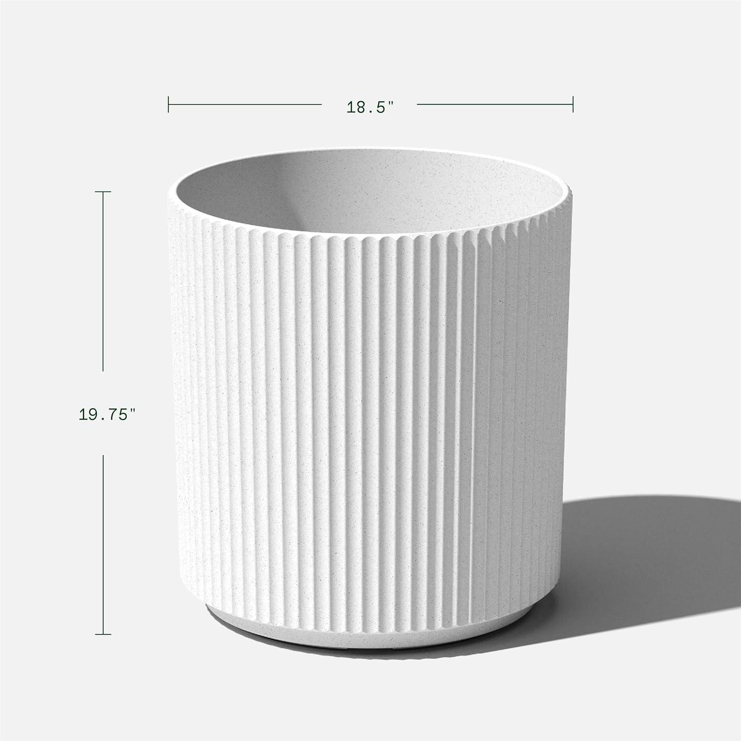 Roman-Inspired Demi 20" White Fluted Planter for Indoor/Outdoor Use