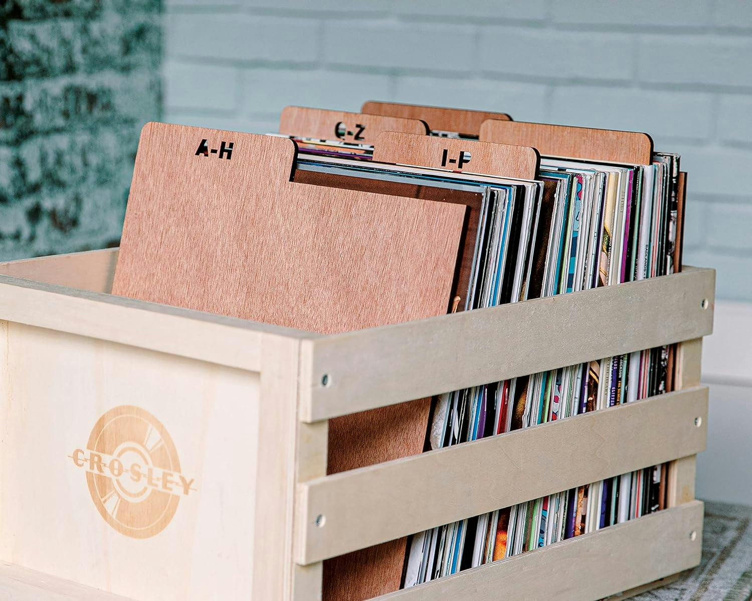 Crosley Natural Solid Wood Cassette Crate Holds 12 Tapes