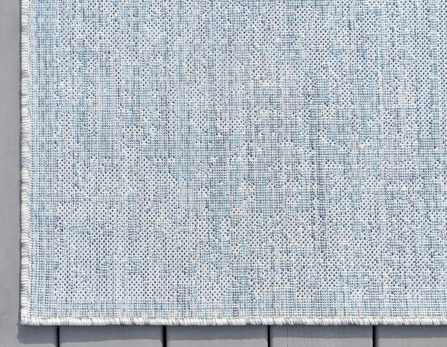 Elysian Blue 7' x 10' Flat Woven Synthetic Outdoor Rug
