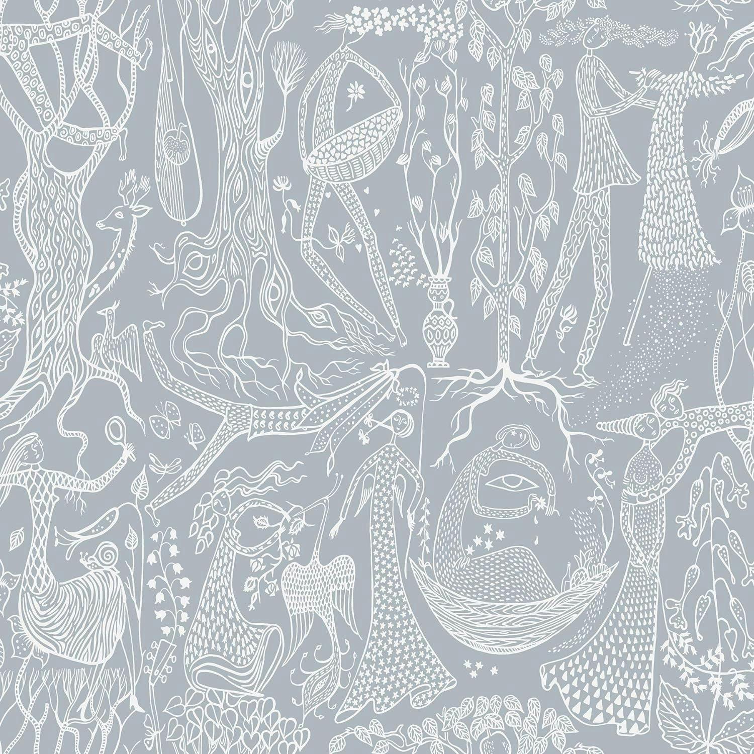 Shawn Abstract Blue Folk Wallpaper Bolt