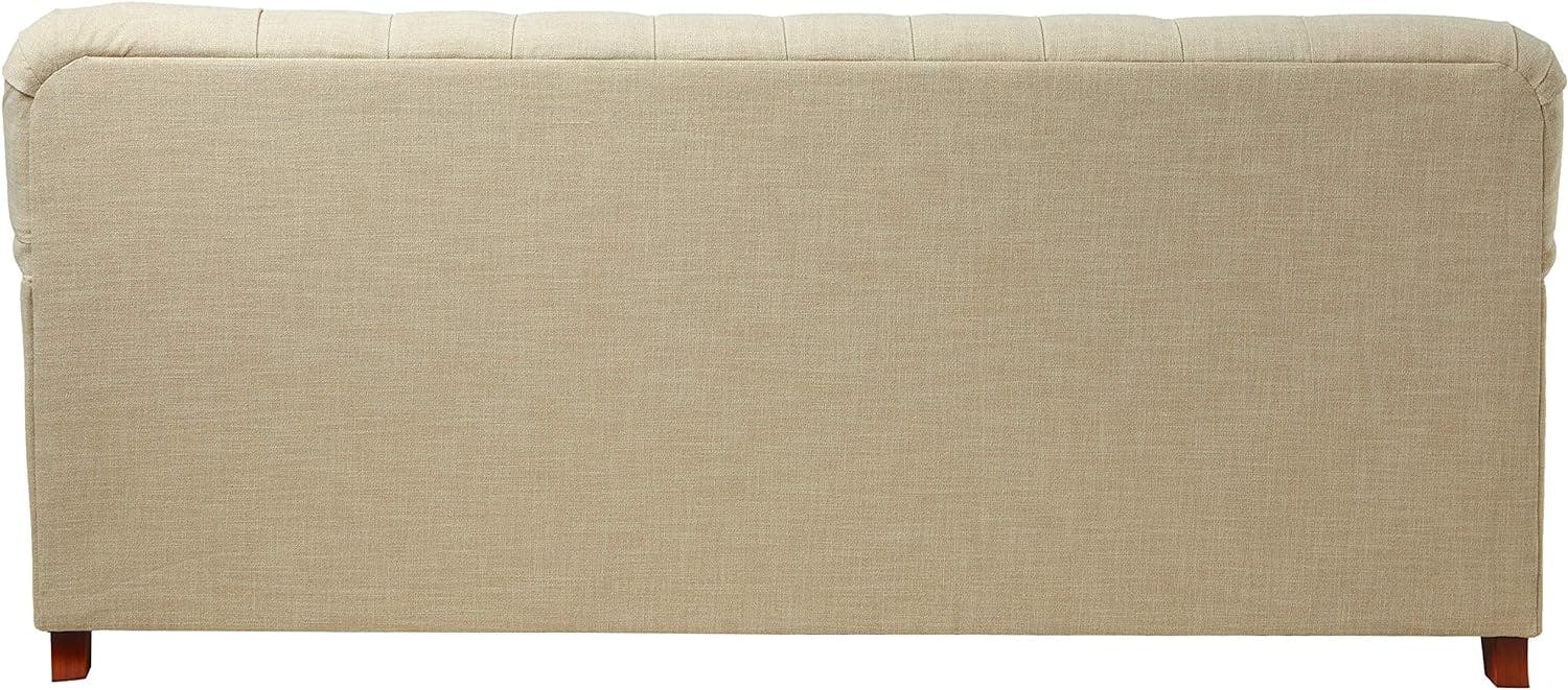 Alianza Classic Tufted Linen Reclining Sofa with Cup Holder in Beige