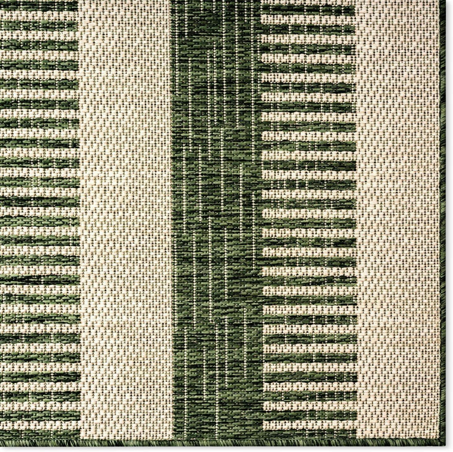 Light Green/Ivory Striped Synthetic 8' x 10' Indoor/Outdoor Rug