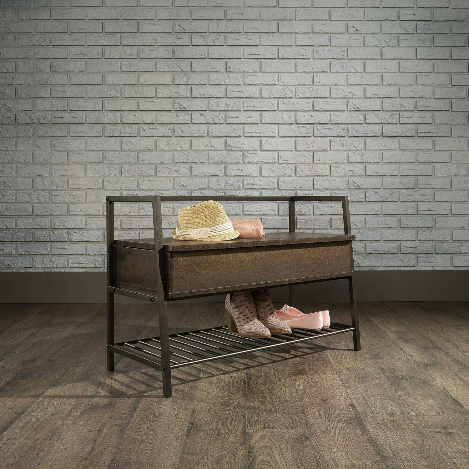 North Avenue Smoked Oak Storage Bench with Hidden Compartment
