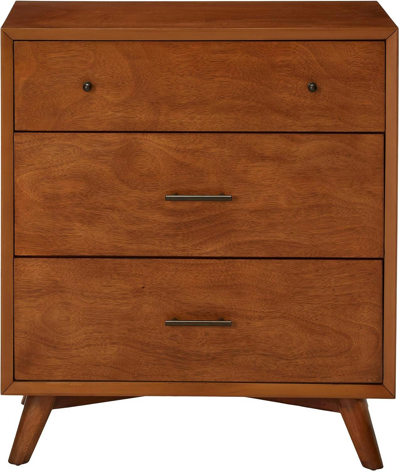 Flynn Transitional 3-Drawer Solid Mahogany Chest in Acorn Brown