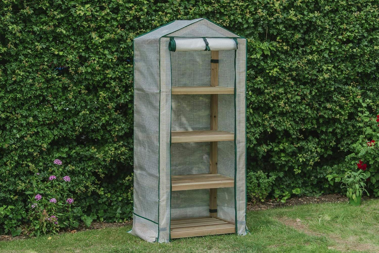 Gardman Elegance 24"x19" Wooden 4-Tier Greenhouse with UV Treated Cover