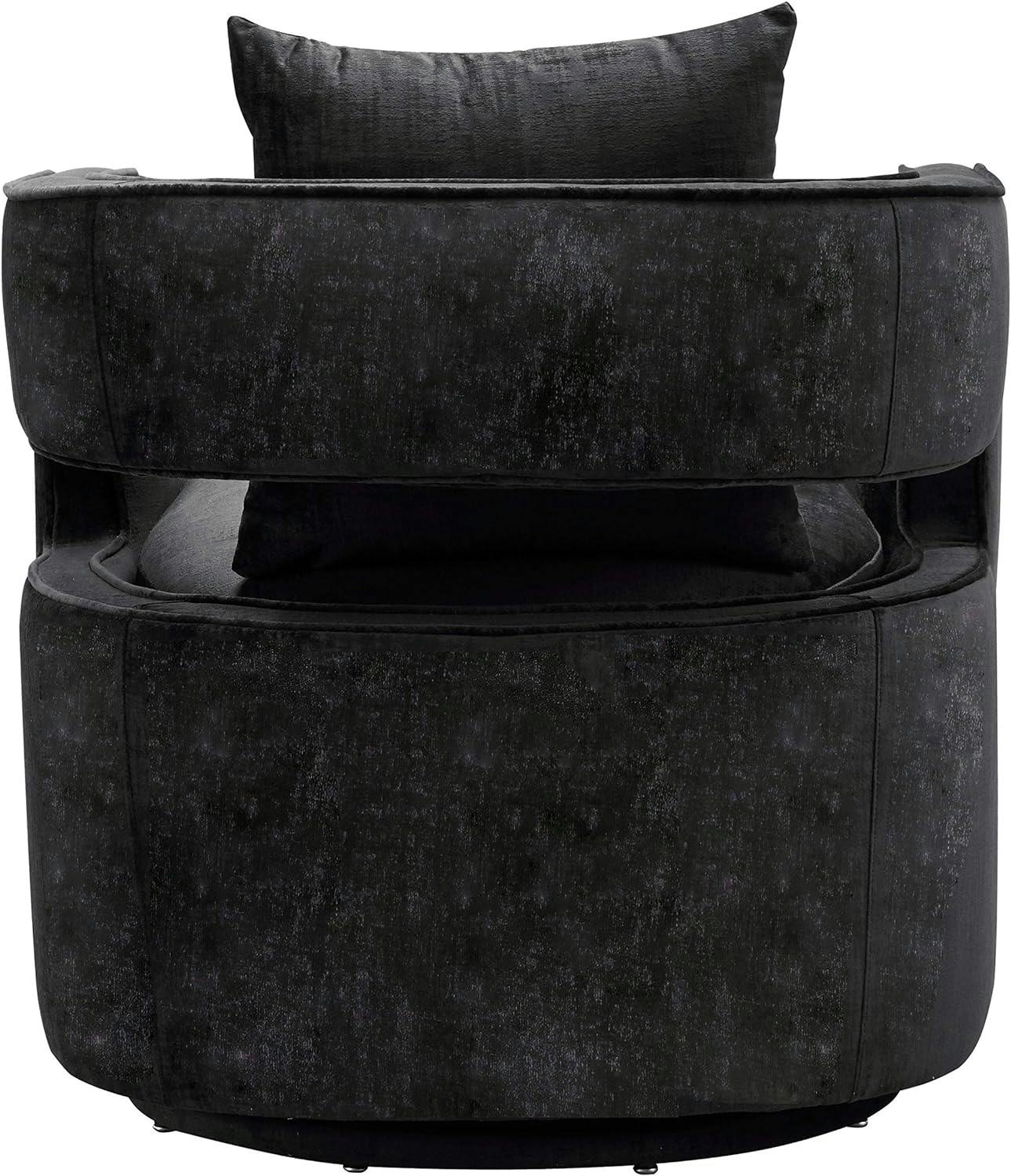 30'' Contemporary Black Velvet Swivel Accent Chair